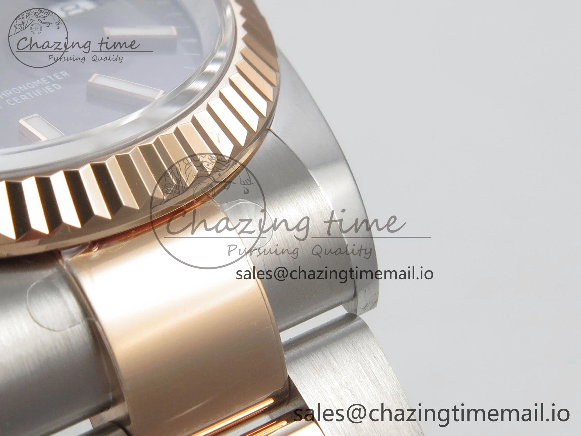 DateJust 36 SS RG ARF 1:1 Best Edition 904L Steel Gray Stick Dial on Oyster Bracelet SH SmoothTexture 90