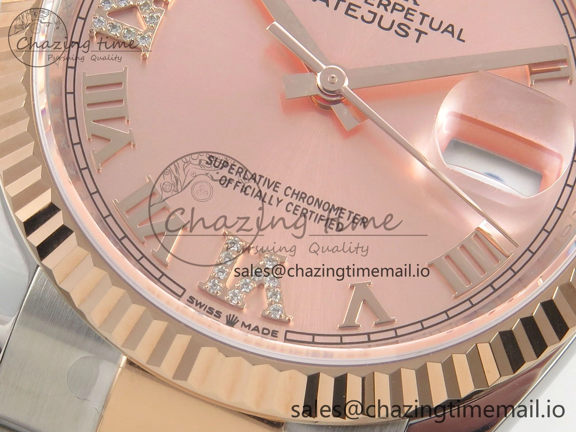 SunProtective DateJust 36 SS RG ARF 1:1 Best Edition 904L Steel RG Roman Dial on Oyster Bracelet SH 80