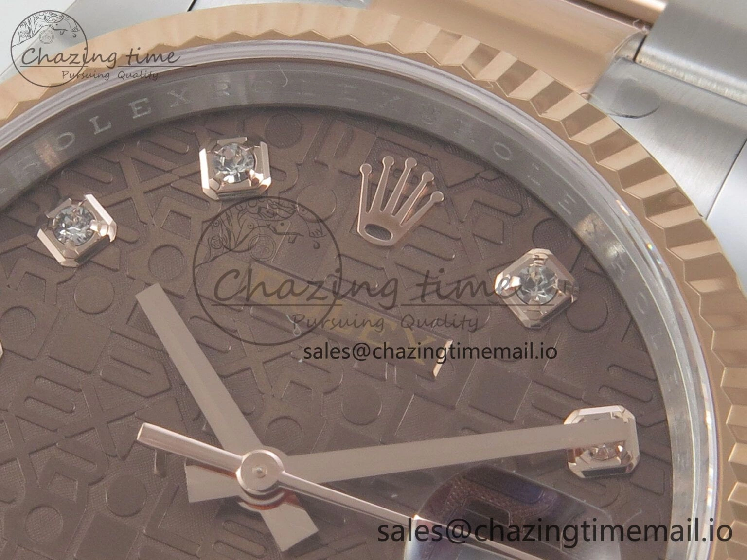 Affordable DateJust 36 SS RG ARF 1:1 Best Edition 904L Steel Rolxx Brown Diamonds Dial on Oyster Bracelet SH 75