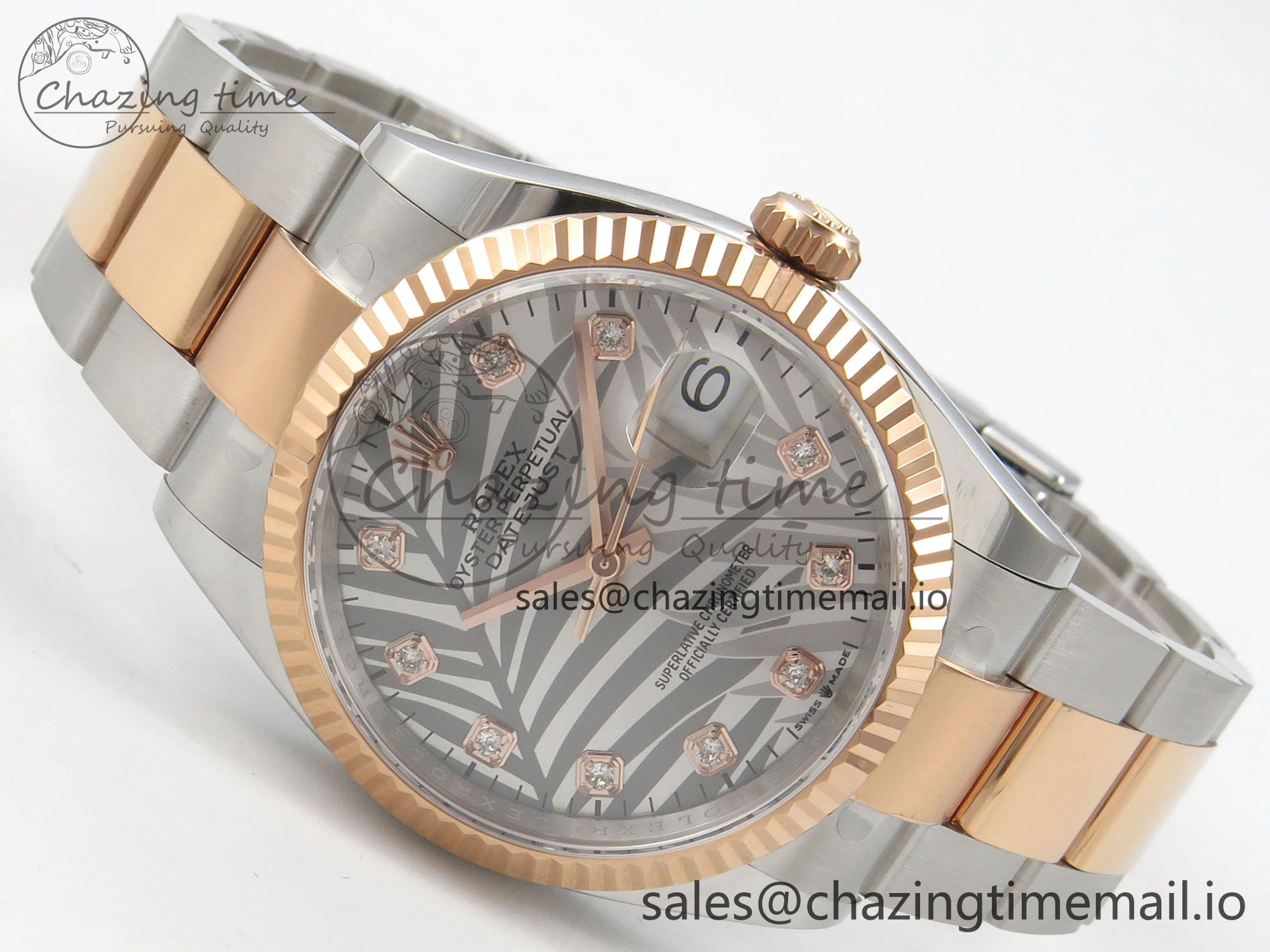 Durable DateJust 36 SS RG ARF 1:1 Best Edition 904L Steel Silver Leaf Diamonds Dial on Oyster Bracelet SH 68