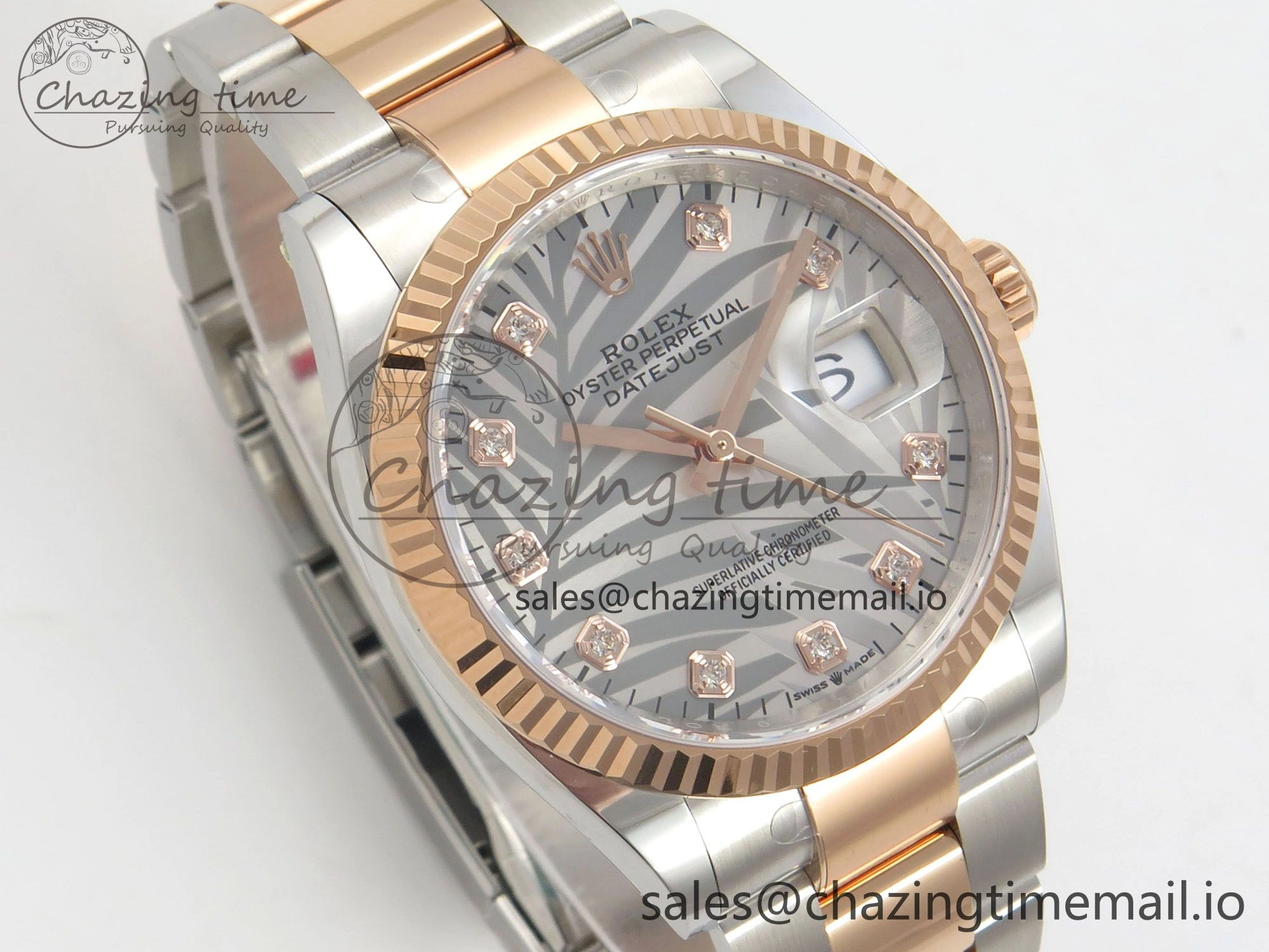 Durable DateJust 36 SS RG ARF 1:1 Best Edition 904L Steel Silver Leaf Diamonds Dial on Oyster Bracelet SH 68