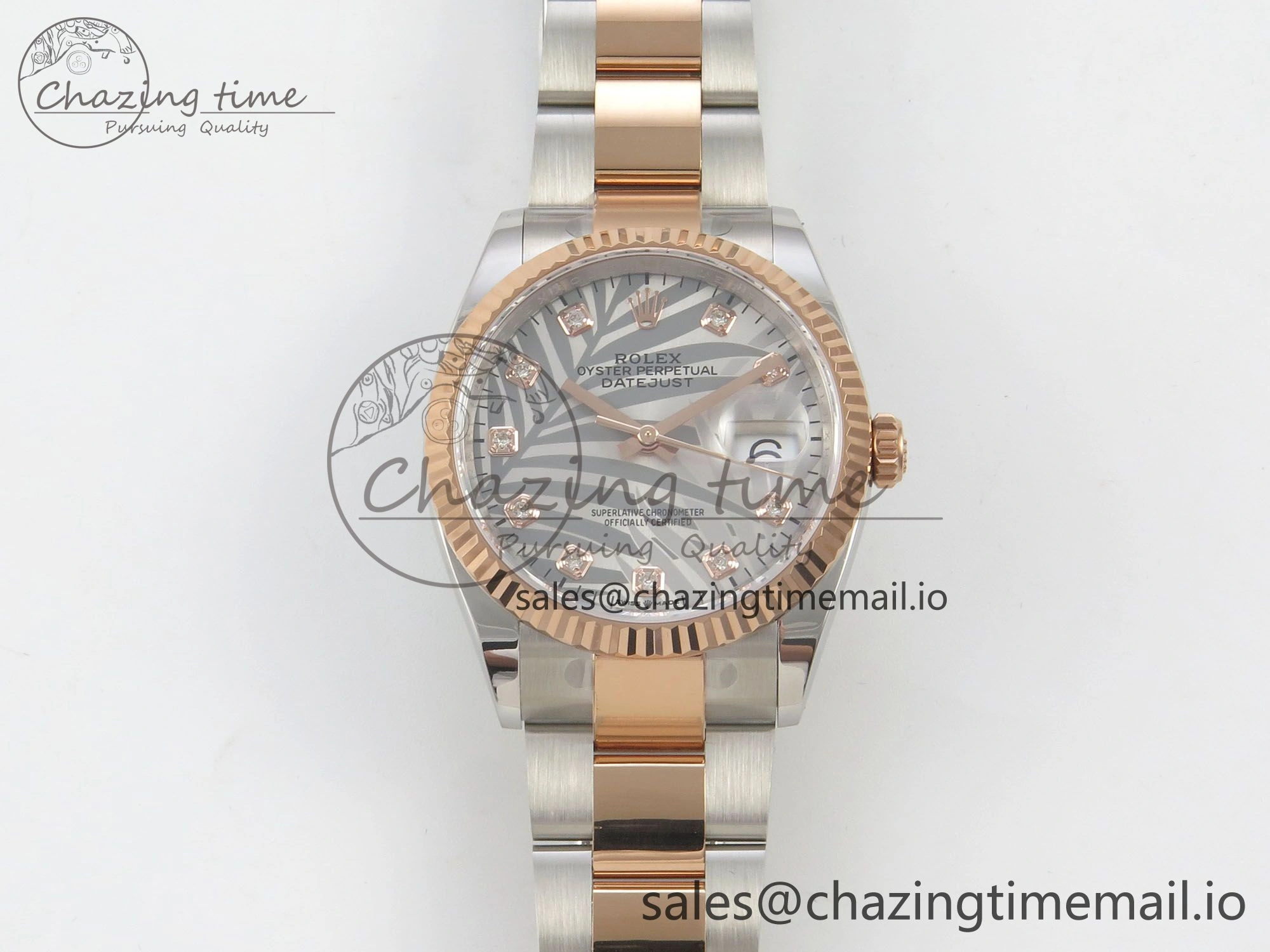 Durable DateJust 36 SS RG ARF 1:1 Best Edition 904L Steel Silver Leaf Diamonds Dial on Oyster Bracelet SH 68