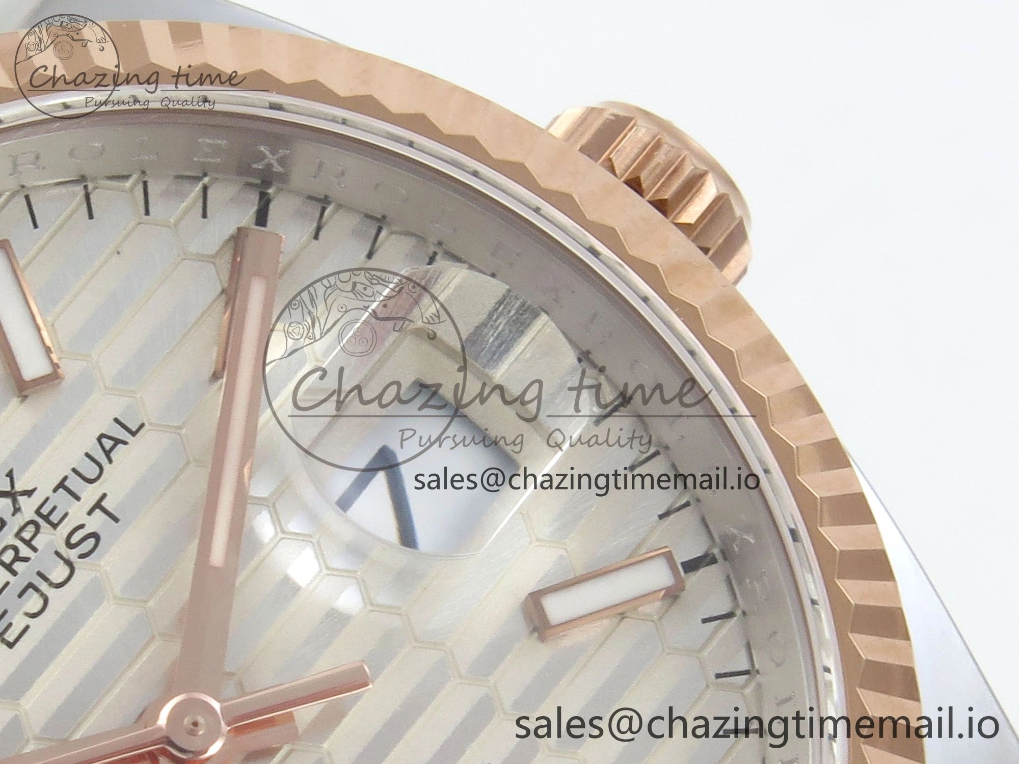 DateJust 36 SS RG ARF 1:1 Best Edition 904L Steel Silver Textured Stick Dial on Oyster Bracelet SH Youthful 79