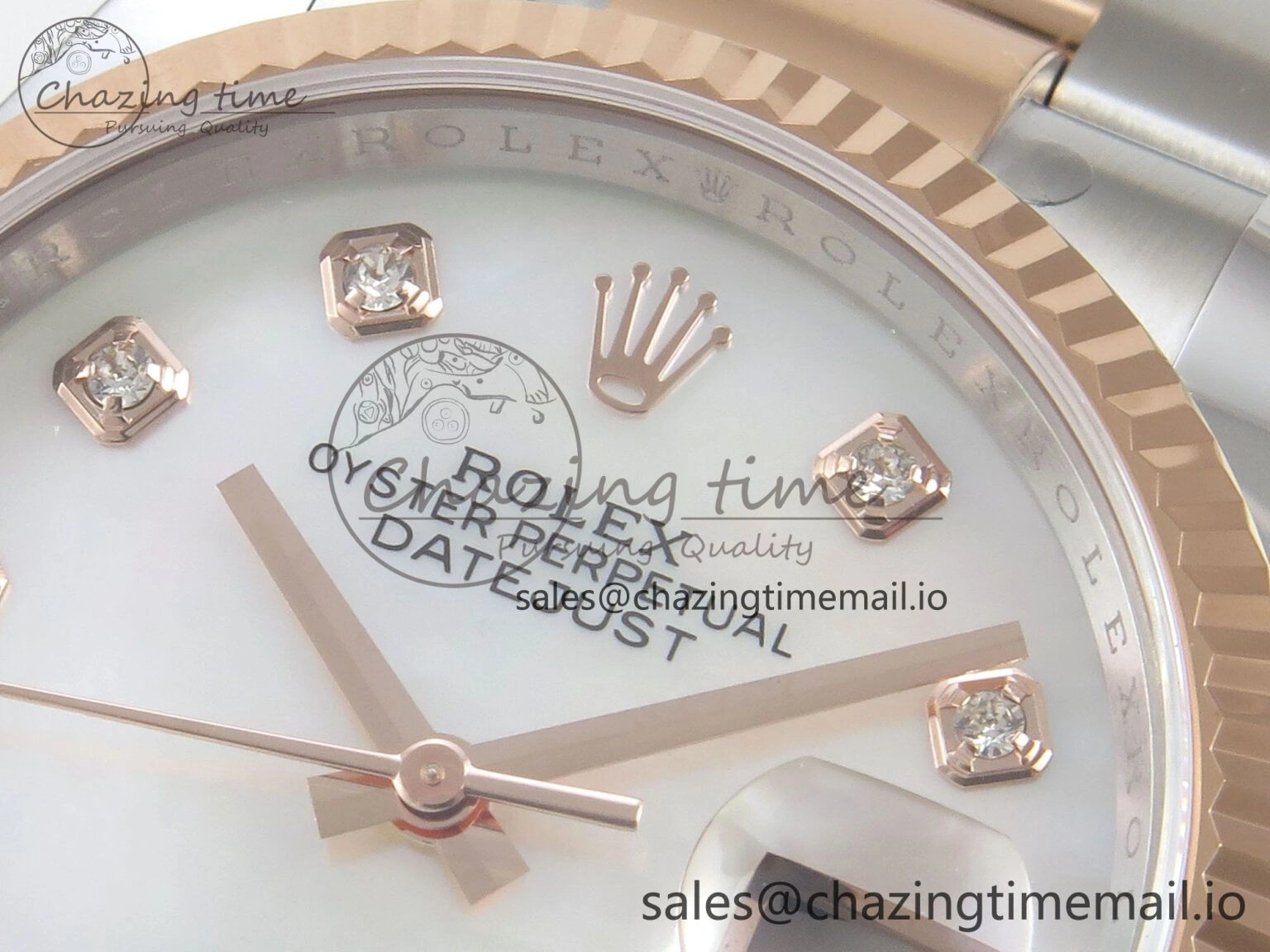 Sleek DateJust 36 SS RG ARF 1:1 Best Edition 904L Steel White MOP Diamonds Dial on Oyster Bracelet SH 57