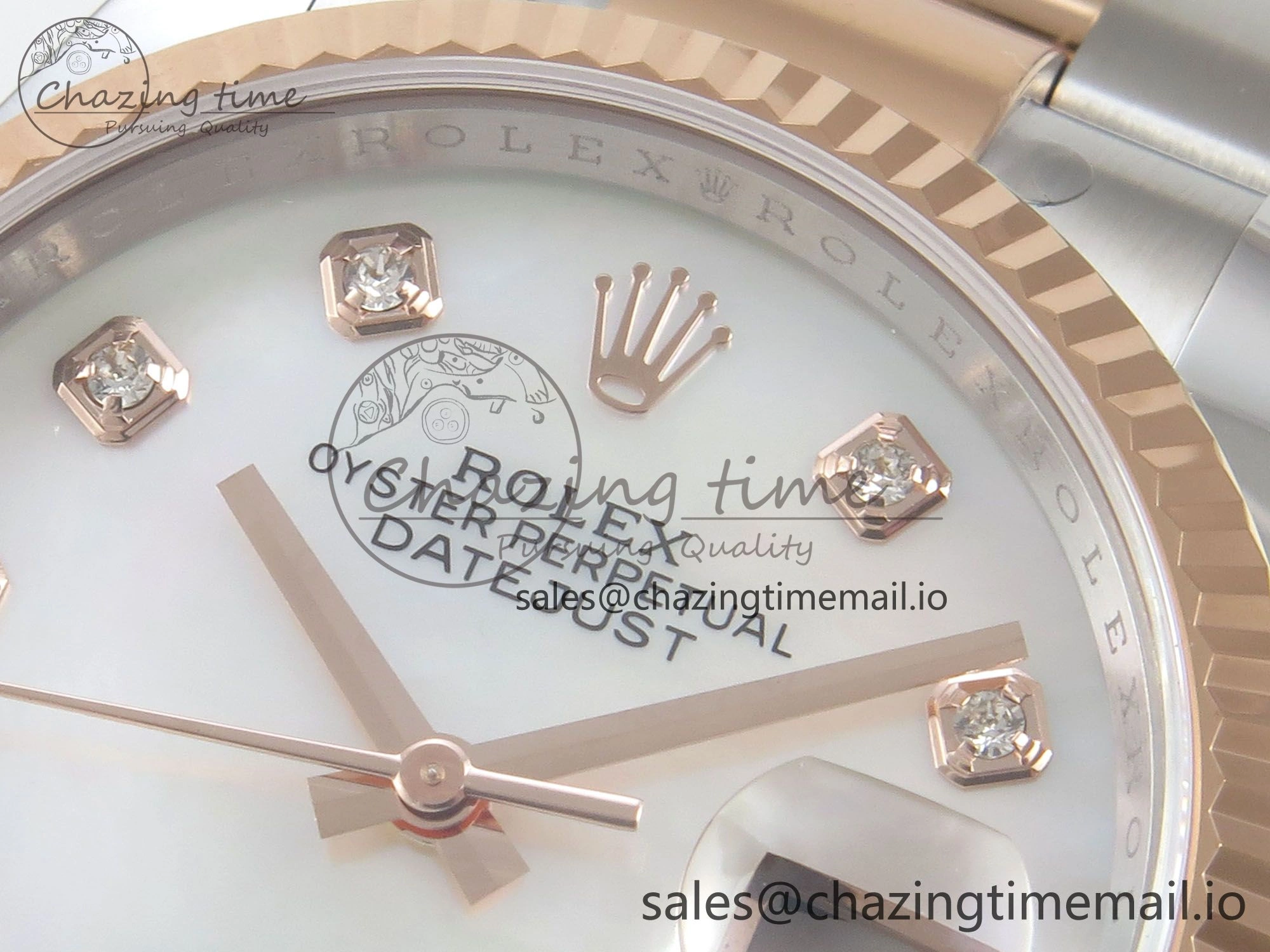 Sleek DateJust 36 SS RG ARF 1:1 Best Edition 904L Steel White MOP Diamonds Dial on Oyster Bracelet SH 57