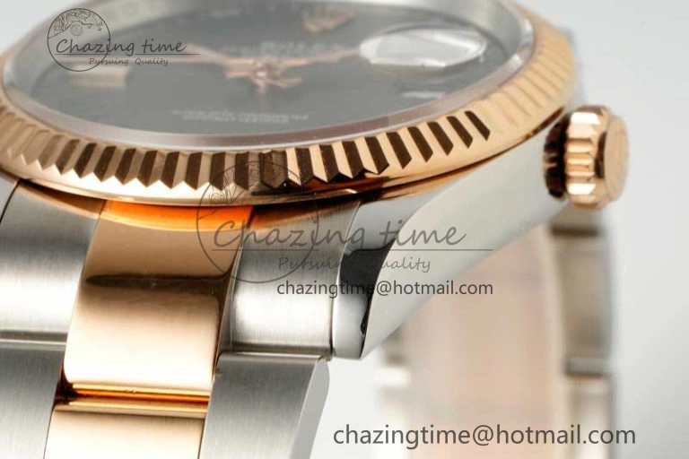 Soft DateJust 36 SS RG DIWF 1:1 Best Edition 904L Steel Gray Dial Green Markers on Oyster Bracelet SA 2326