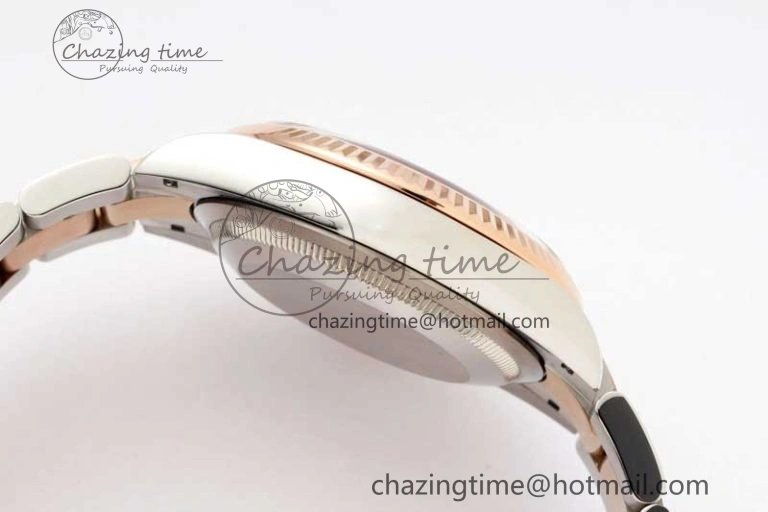 Soft DateJust 36 SS RG DIWF 1:1 Best Edition 904L Steel Gray Dial Green Markers on Oyster Bracelet SA 2326