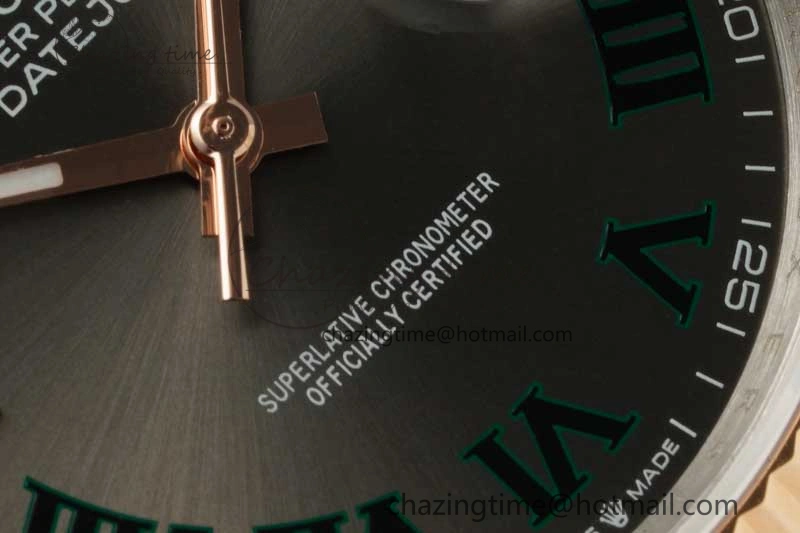 Soft DateJust 36 SS RG DIWF 1:1 Best Edition 904L Steel Gray Dial Green Markers on Oyster Bracelet SA 2326