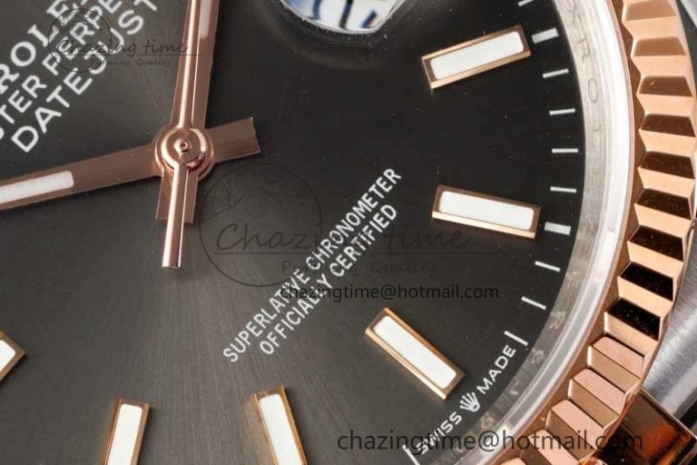 DateJust 36 SS RG DIWF 1:1 Best Edition 904L Steel Gray Stick Dial on Jubilee Bracelet SA Sleek 2321