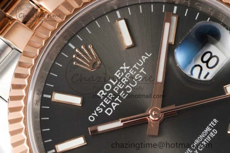DateJust 36 SS RG DIWF 1:1 Best Edition 904L Steel Gray Stick Dial on Jubilee Bracelet SA Sleek 2321