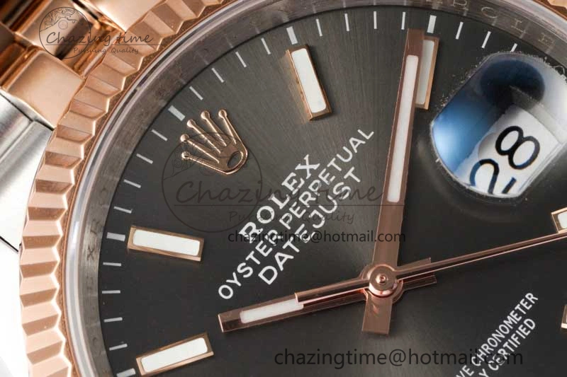 DateJust 36 SS RG DIWF 1:1 Best Edition 904L Steel Gray Stick Dial on Jubilee Bracelet SA Sleek 2321