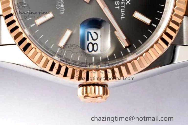 DateJust 36 SS RG DIWF 1:1 Best Edition 904L Steel Gray Stick Dial on Jubilee Bracelet SA Sleek 2321
