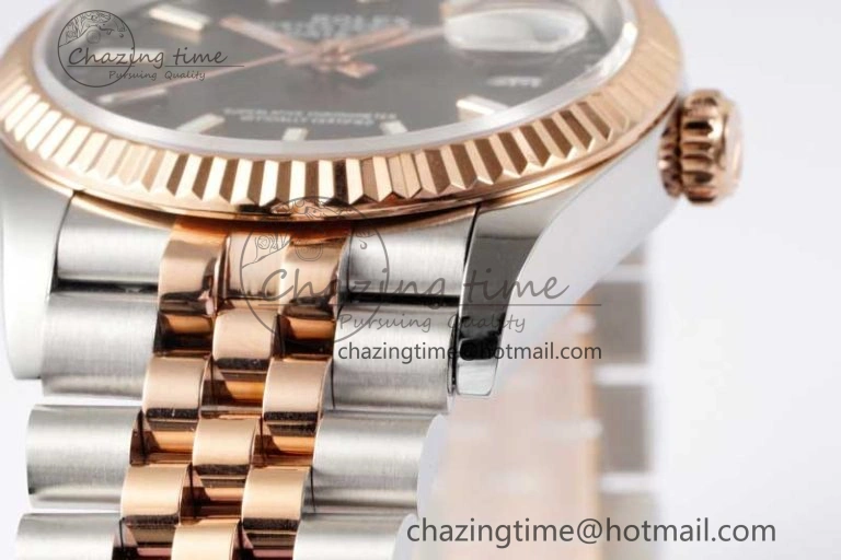 DateJust 36 SS RG DIWF 1:1 Best Edition 904L Steel Gray Stick Dial on Jubilee Bracelet SA Sleek 2321