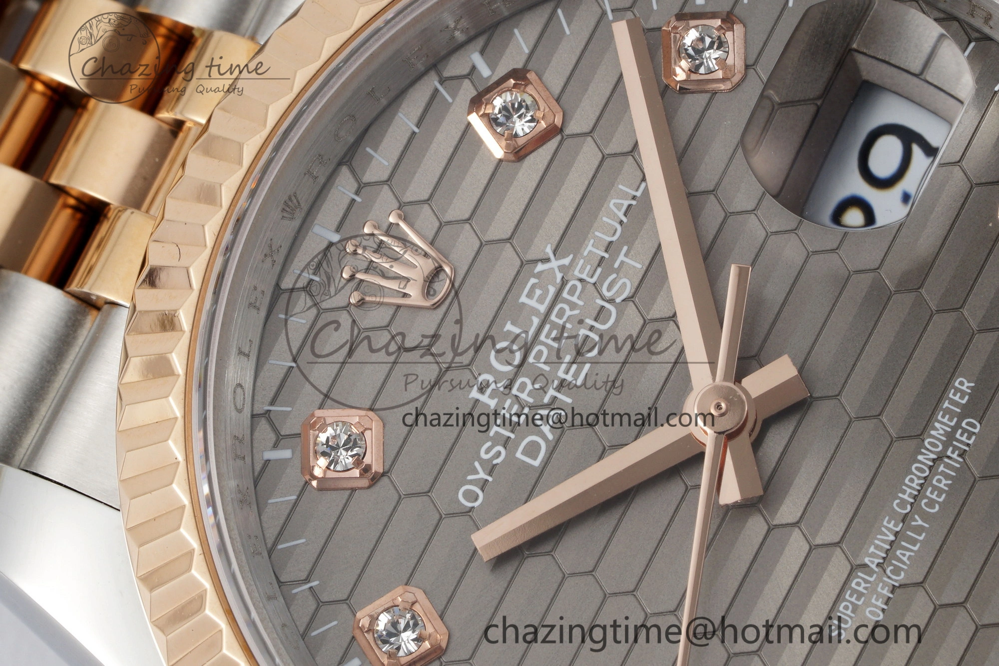 DateJust 36 SS RG Gold Wrapped JDF 1:1 Best Edition Brown Diamonds Textured Dial on Jubilee Bracelet VR3235 V FastDry 10214