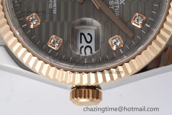 DateJust 36 SS RG Gold Wrapped JDF 1:1 Best Edition Brown Diamonds Textured Dial on Jubilee Bracelet VR3235 V FastDry 10214