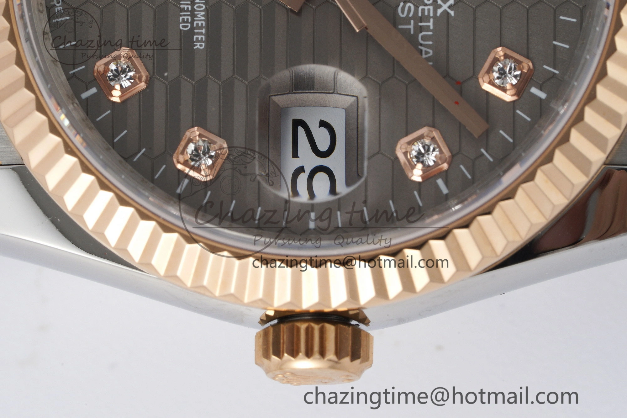 DateJust 36 SS RG Gold Wrapped JDF 1:1 Best Edition Brown Diamonds Textured Dial on Jubilee Bracelet VR3235 V FastDry 10214
