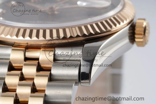 DateJust 36 SS RG Gold Wrapped JDF 1:1 Best Edition Brown Diamonds Textured Dial on Jubilee Bracelet VR3235 V FastDry 10214