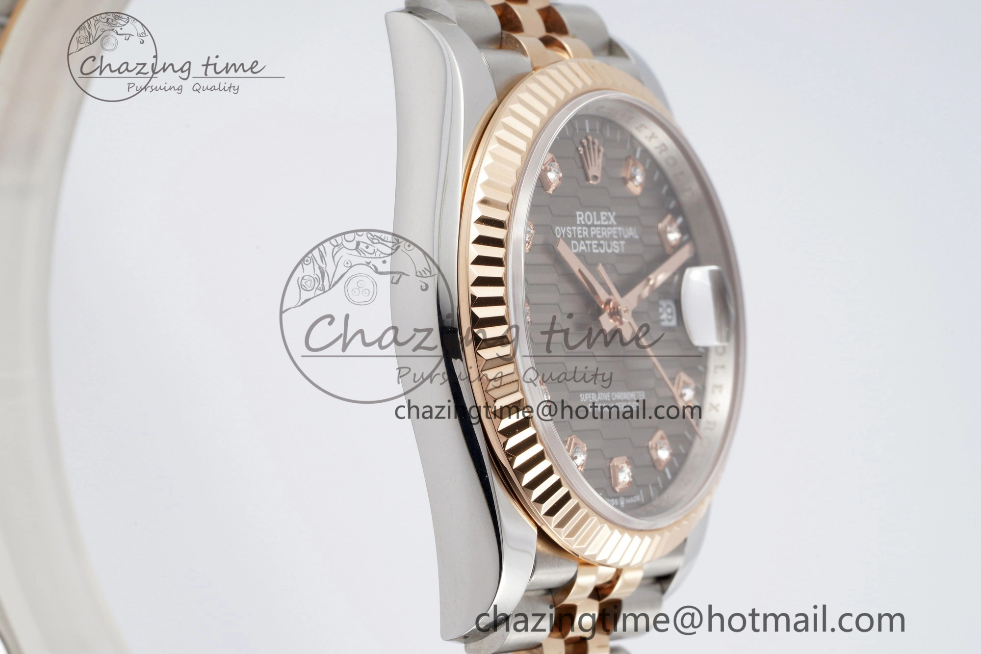 DateJust 36 SS RG Gold Wrapped JDF 1:1 Best Edition Brown Diamonds Textured Dial on Jubilee Bracelet VR3235 V FastDry 10214