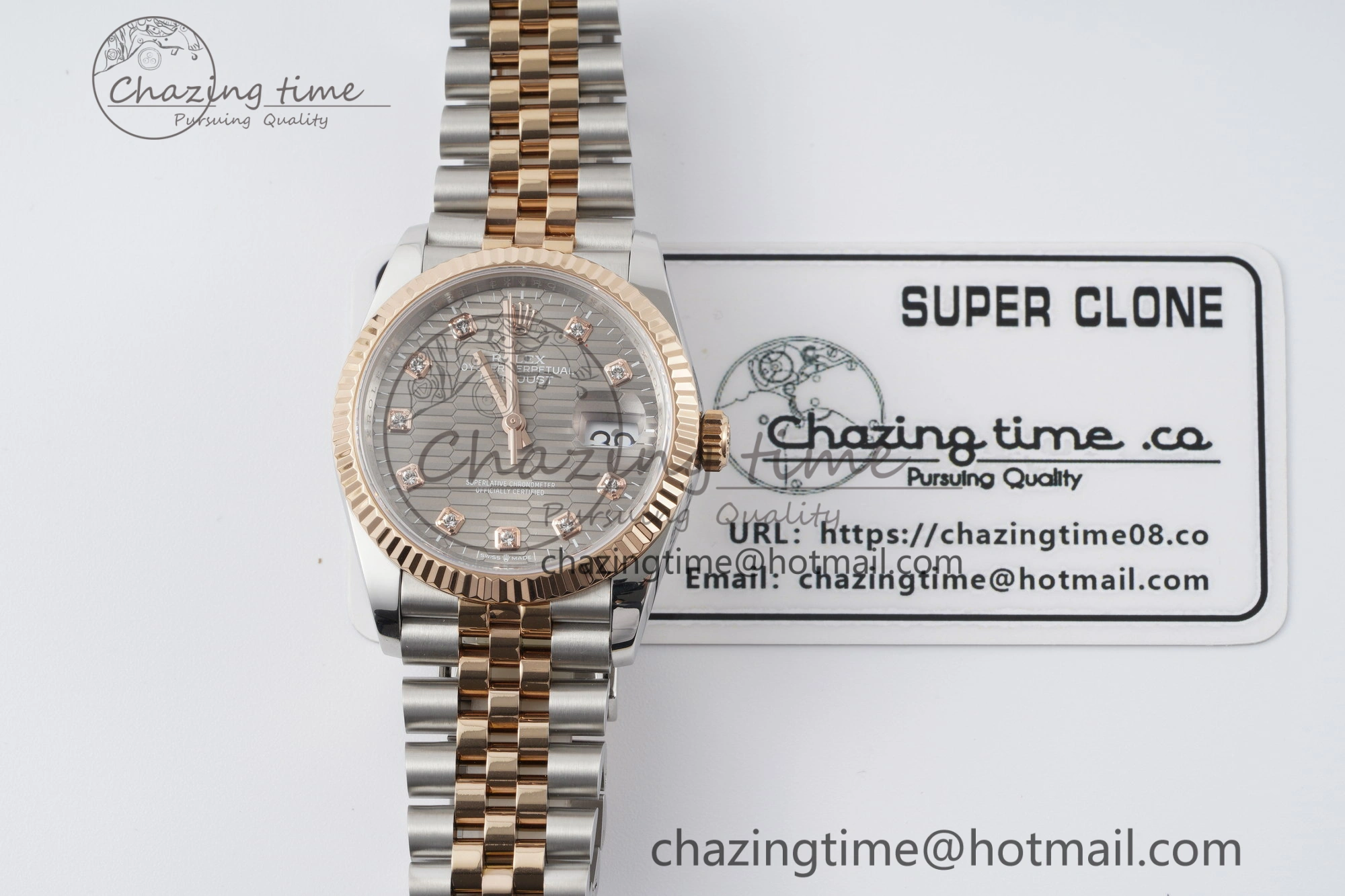 DateJust 36 SS RG Gold Wrapped JDF 1:1 Best Edition Brown Diamonds Textured Dial on Jubilee Bracelet VR3235 V FastDry 10214