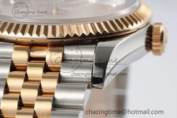 Snug DateJust 36 SS RG Gold Wrapped JDF 1:1 Best Edition Silver Diamonds Textured Dial on Jubilee Bracelet VR3235 V 2196