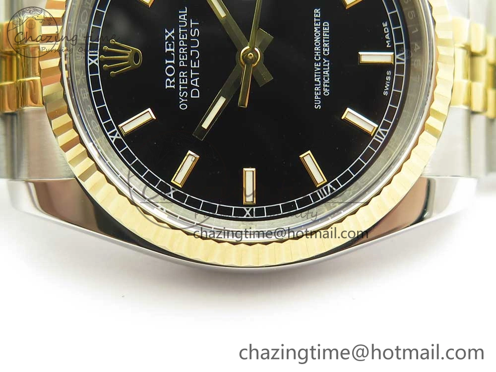 DateJust 36 SS YG 116233 ARF 1:1 Best Edition 904L Steel Black Dial Stick Markers on Jubilee Bracelet SH3135 V GoAnywhere 10586