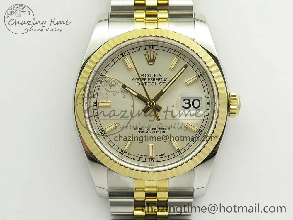 Lightweight DateJust 36 SS YG 116233 ARF 1:1 Best Edition 904L Steel White Dial Stick Markers on Jubilee Bracelet SH3135 V 3262