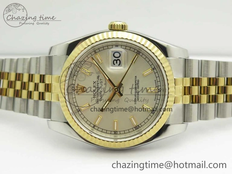 Lightweight DateJust 36 SS YG 116233 ARF 1:1 Best Edition 904L Steel White Dial Stick Markers on Jubilee Bracelet SH3135 V 3262