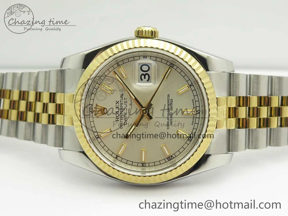 Lightweight DateJust 36 SS YG 116233 ARF 1:1 Best Edition 904L Steel White Dial Stick Markers on Jubilee Bracelet SH3135 V 3262