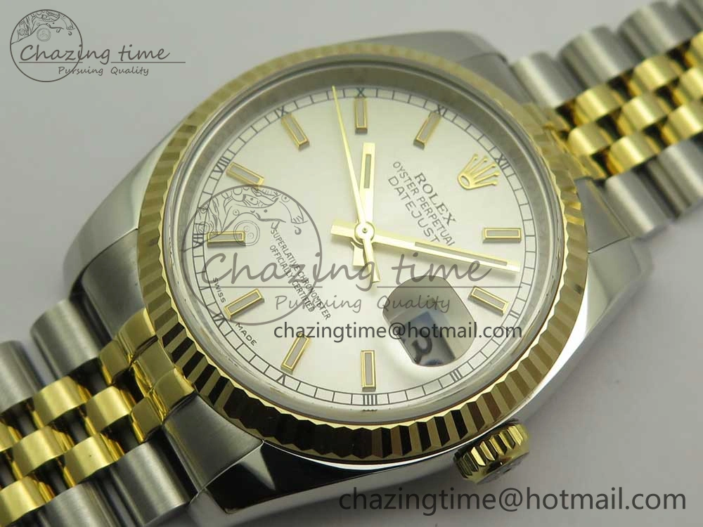 Lightweight DateJust 36 SS YG 116233 ARF 1:1 Best Edition 904L Steel White Dial Stick Markers on Jubilee Bracelet SH3135 V 3262