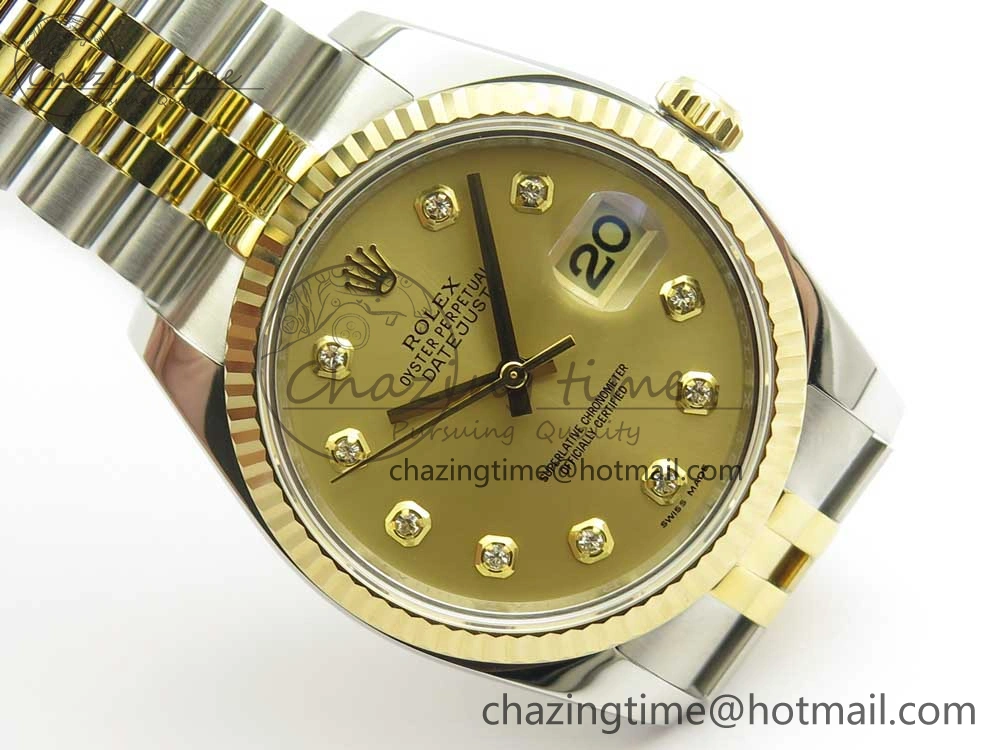 DateJust 36 SS YG 116233 ARF 1:1 Best Edition 904L Steel YG Dial Diamonds Markers on Jubilee Bracelet SH3135 V Compact 3257