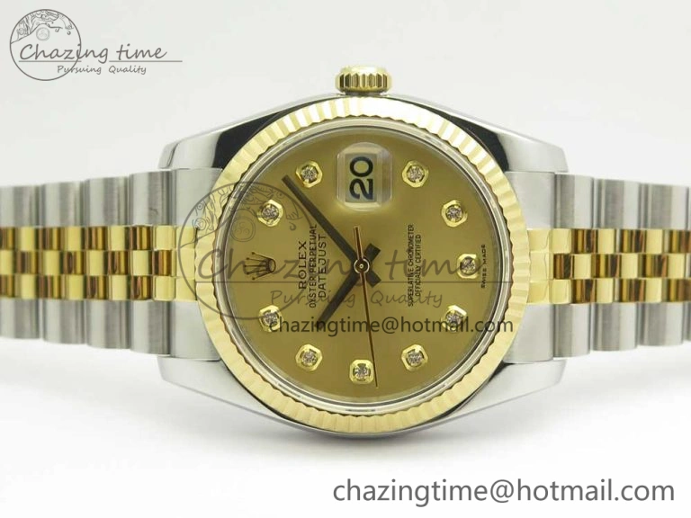 DateJust 36 SS YG 116233 ARF 1:1 Best Edition 904L Steel YG Dial Diamonds Markers on Jubilee Bracelet SH3135 V Compact 3257