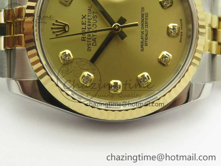 DateJust 36 SS YG 116233 ARF 1:1 Best Edition 904L Steel YG Dial Diamonds Markers on Jubilee Bracelet SH3135 V Compact 3257