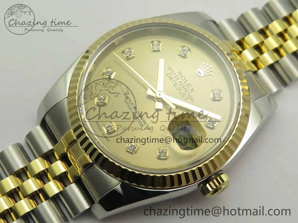 DateJust 36 SS YG 116233 ARF 1:1 Best Edition 904L Steel YG Dial Diamonds Markers on Jubilee Bracelet SH3135 V Compact 3257