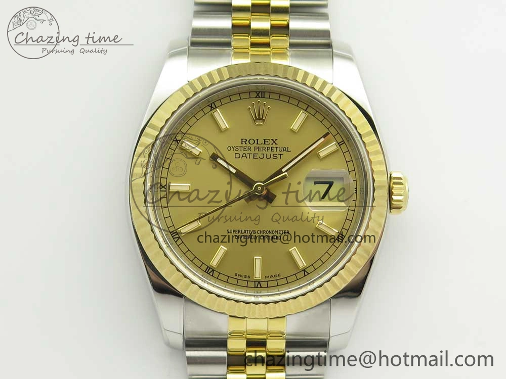 Snug DateJust 36 SS YG 116233 ARF 1:1 Best Edition 904L Steel YG Dial Stick Markers on Jubilee Bracelet SH3135 V 10584
