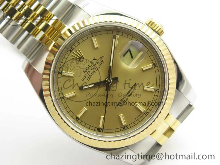 Snug DateJust 36 SS YG 116233 ARF 1:1 Best Edition 904L Steel YG Dial Stick Markers on Jubilee Bracelet SH3135 V 10584