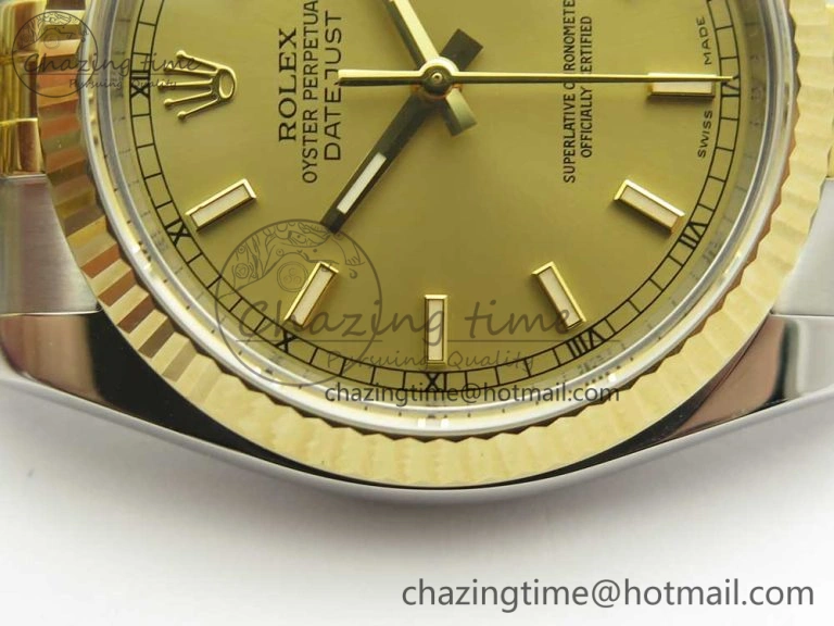Snug DateJust 36 SS YG 116233 ARF 1:1 Best Edition 904L Steel YG Dial Stick Markers on Jubilee Bracelet SH3135 V 10584