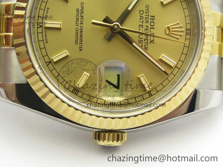 Snug DateJust 36 SS YG 116233 ARF 1:1 Best Edition 904L Steel YG Dial Stick Markers on Jubilee Bracelet SH3135 V 10584
