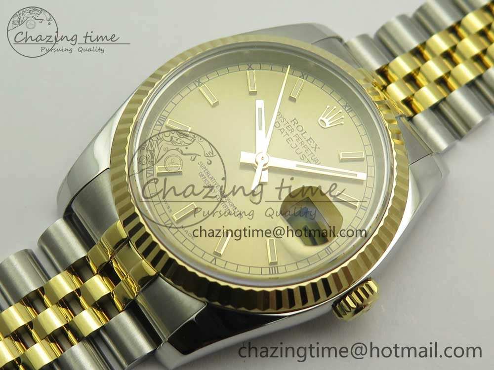 Snug DateJust 36 SS YG 116233 ARF 1:1 Best Edition 904L Steel YG Dial Stick Markers on Jubilee Bracelet SH3135 V 10584