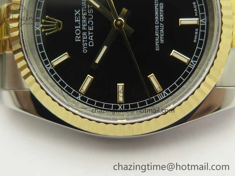 Lightweight DateJust 36 SS YG 126233 ARF 1:1 Best Edition Black Dial Stick Markers on SS YG Jubilee Bracelet SH 10711