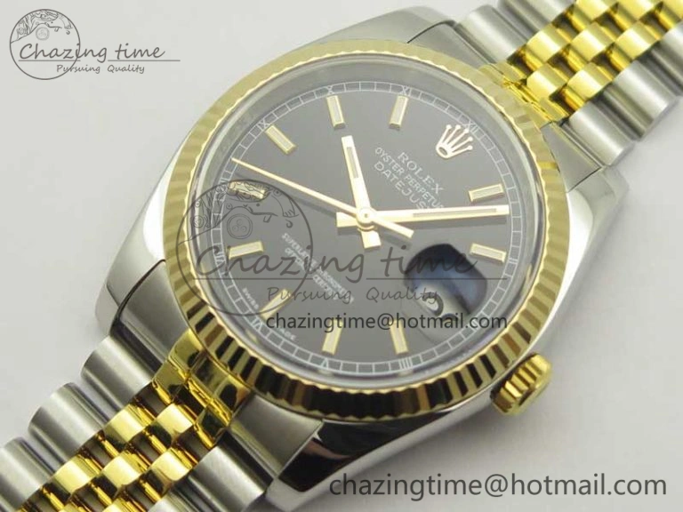 Lightweight DateJust 36 SS YG 126233 ARF 1:1 Best Edition Black Dial Stick Markers on SS YG Jubilee Bracelet SH 10711