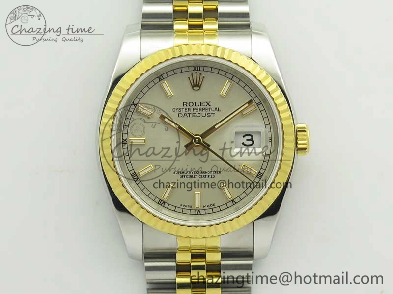 DateJust 36 SS YG 126233 ARF 1:1 Best Edition Silver Dial Stick Markers on SS YG Jubilee Bracelet SH TimelessDesign 3430