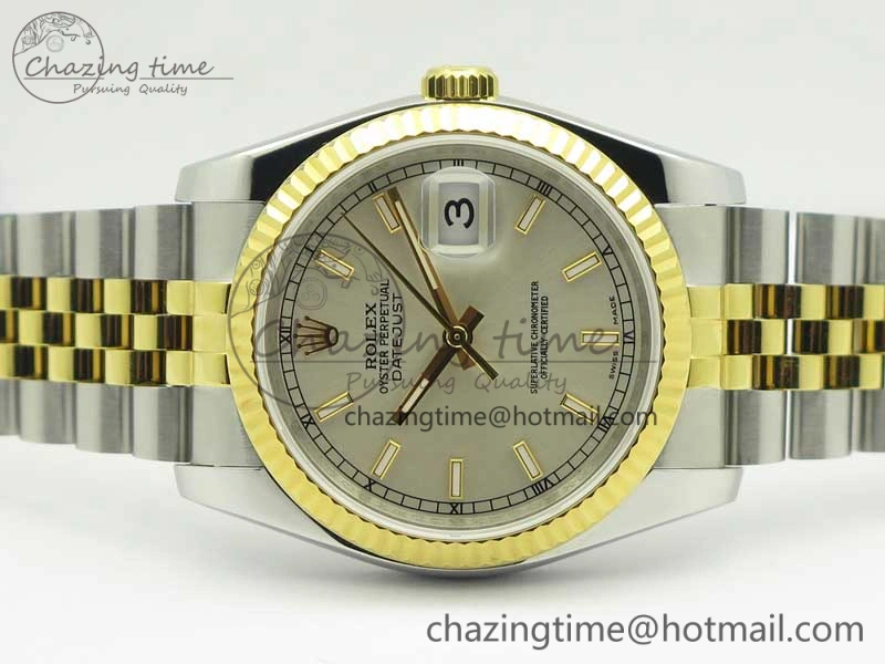 DateJust 36 SS YG 126233 ARF 1:1 Best Edition Silver Dial Stick Markers on SS YG Jubilee Bracelet SH TimelessDesign 3430