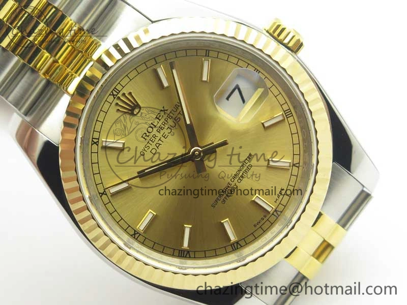 Sleek DateJust 36 SS YG 126233 ARF 1:1 Best Edition YG Dial Stick Markers on SS YG Jubilee Bracelet SH 3431