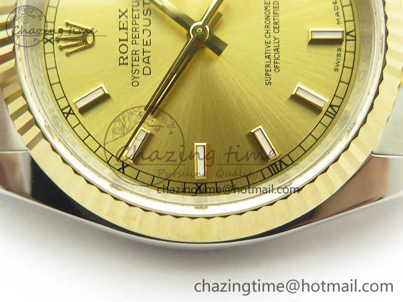 Sleek DateJust 36 SS YG 126233 ARF 1:1 Best Edition YG Dial Stick Markers on SS YG Jubilee Bracelet SH 3431
