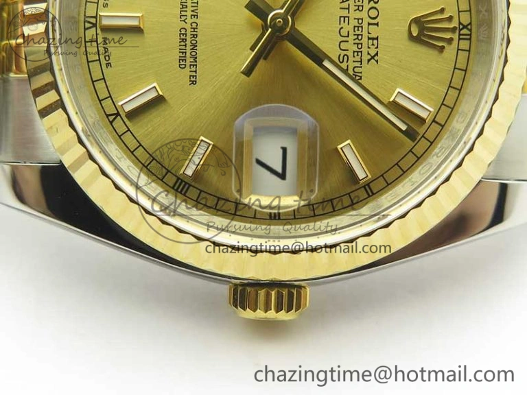 Sleek DateJust 36 SS YG 126233 ARF 1:1 Best Edition YG Dial Stick Markers on SS YG Jubilee Bracelet SH 3431
