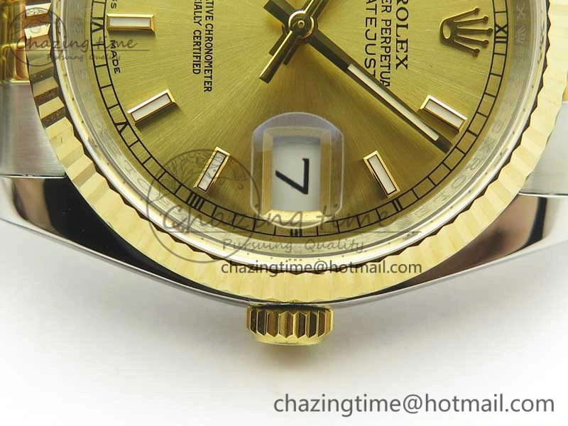 Sleek DateJust 36 SS YG 126233 ARF 1:1 Best Edition YG Dial Stick Markers on SS YG Jubilee Bracelet SH 3431