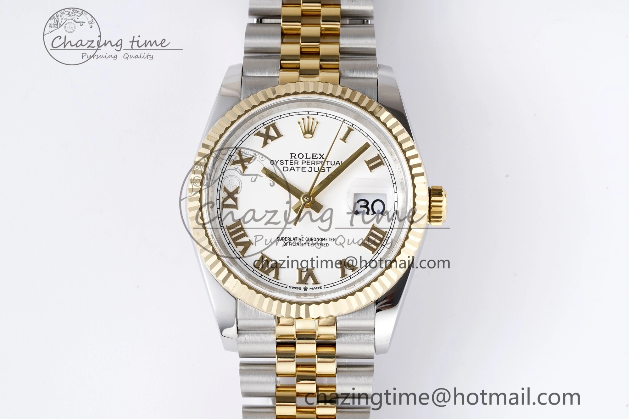 DateJust 36 SS YG 126233 JDF YG Plated 904L Steel White Dial Roman Markers on Jubilee Bracelet V Original 1751