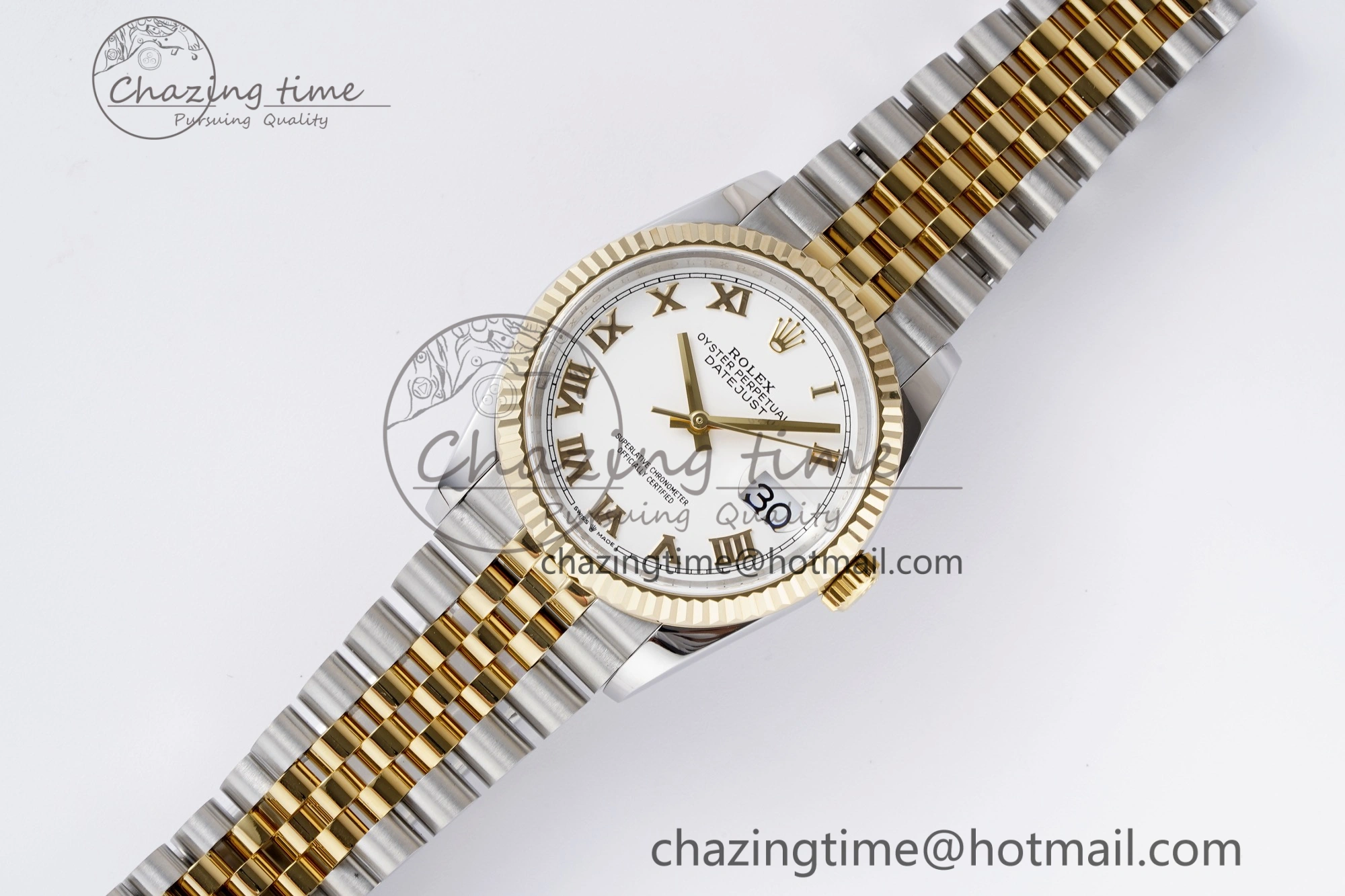 DateJust 36 SS YG 126233 JDF YG Plated 904L Steel White Dial Roman Markers on Jubilee Bracelet V Original 1751