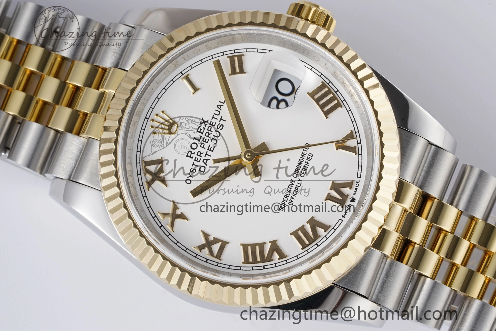 DateJust 36 SS YG 126233 JDF YG Plated 904L Steel White Dial Roman Markers on Jubilee Bracelet V Original 1751