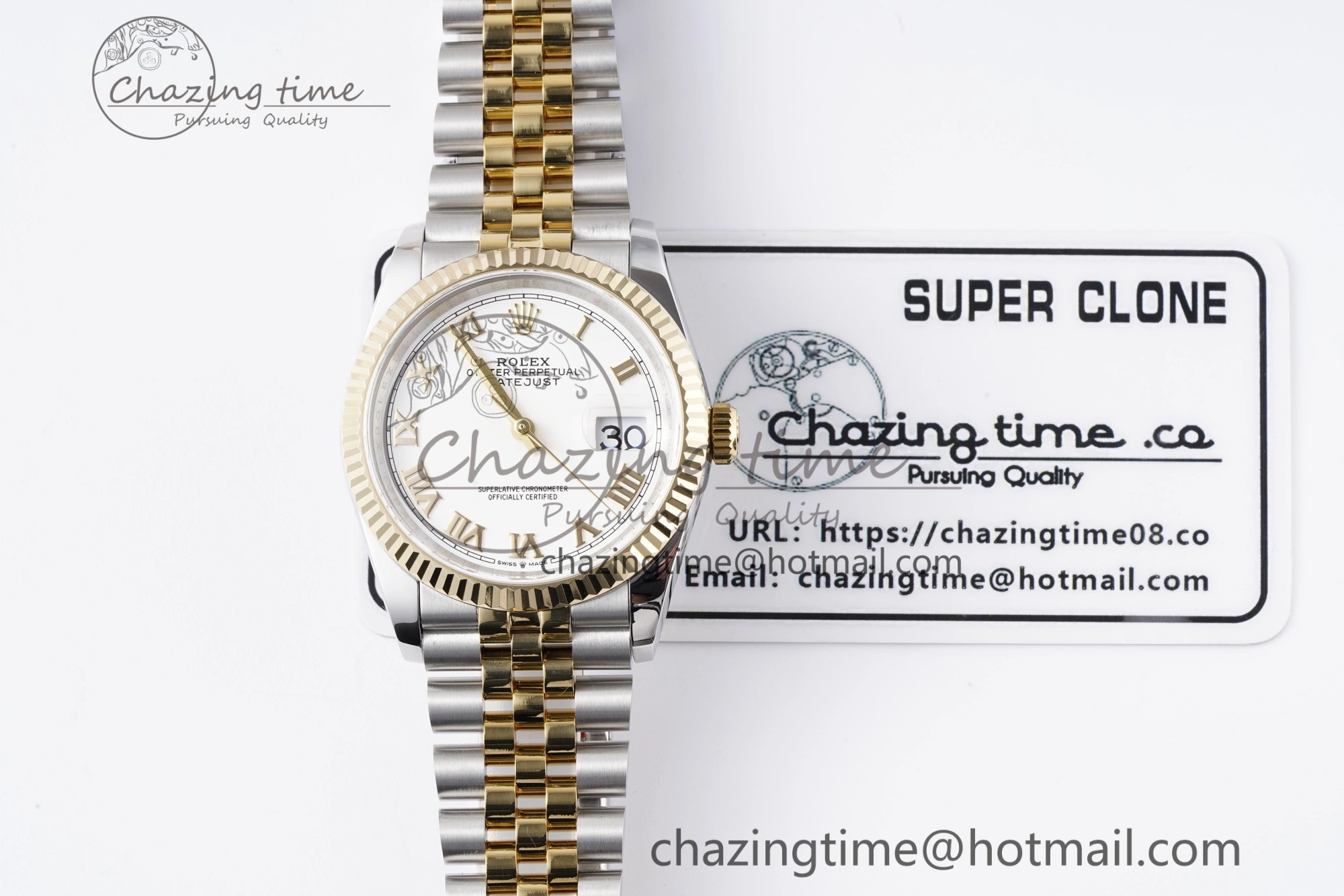 DateJust 36 SS YG 126233 JDF YG Plated 904L Steel White Dial Roman Markers on Jubilee Bracelet V Original 1751